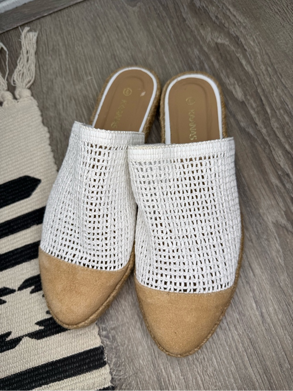 Kaanas Palau Fishnet Espadrille Mules Size 8 - Picture 2 of 6